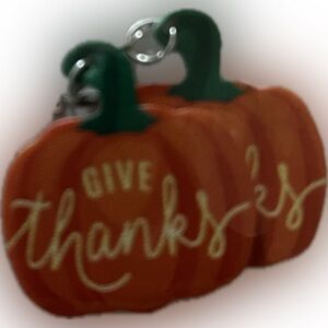 Pumpkin earrings with 'Give Thanks' Text - NWOT
